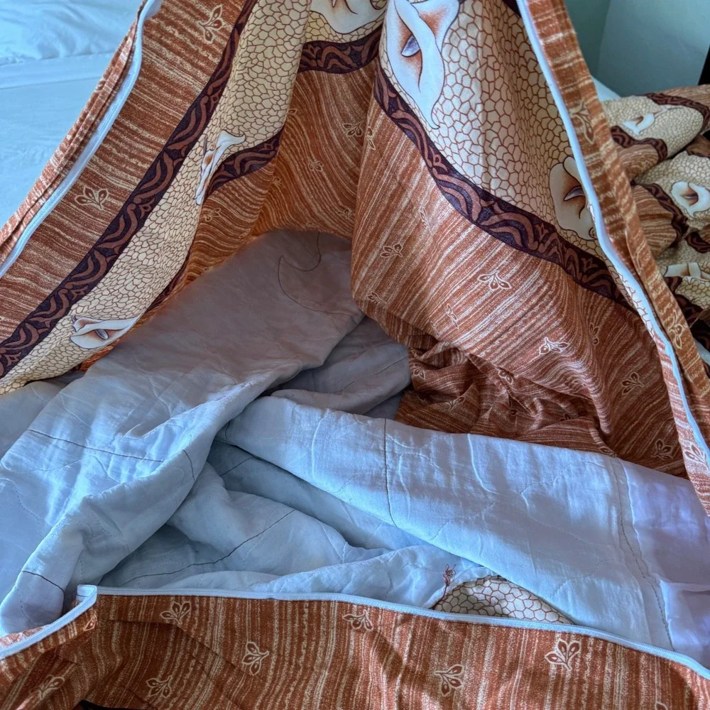 Vintage Orange Calla Lily Floral Zippered Duvet Cover Bedspread Retro 70x84